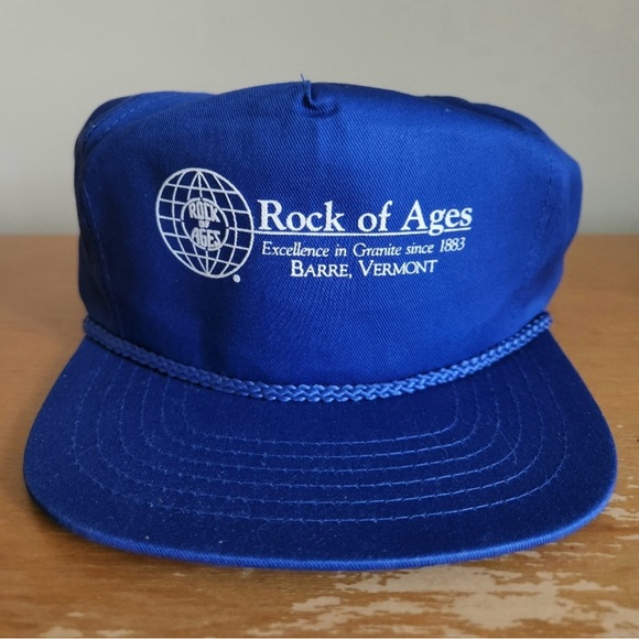 Vintage Rock of Ages Snapback Hat - Spell-Out/Globe Logo/Captain's Rope Tie - Picture 1 of 2